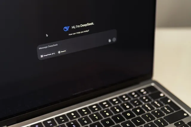 A MacBook displaying the DeepSeek AI interface, showcasing digital innovation. Using general AI applications in affiliate marketing