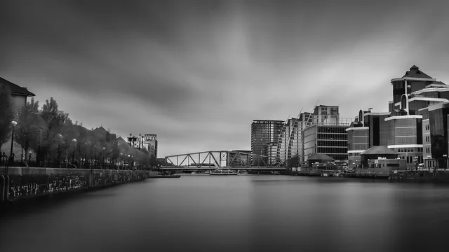 city, salford quays, skyline, the quays, manchester, media city, bridge, architecture, landmark, salford, quays, urban, buildings, docklands, design, england, cityscape, uk, black and white, long exposure, tourism, manchester, manchester, manchester, manchester, manchester. Manchester and Leeds agencies compared for UK affiliate programmes